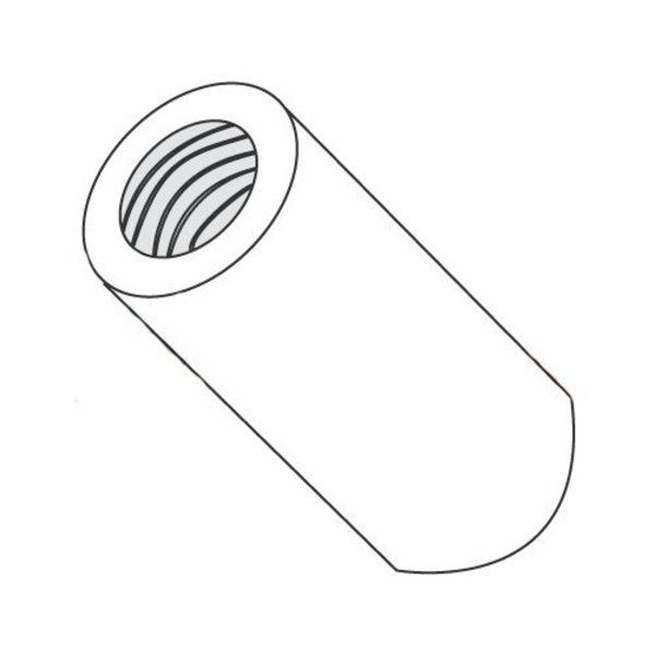 Newport Fasteners Round Standoffs, #6-32 Thrd Sz, 1/4 in Bd L, Nylon Plain, 1/4 in OD 156455